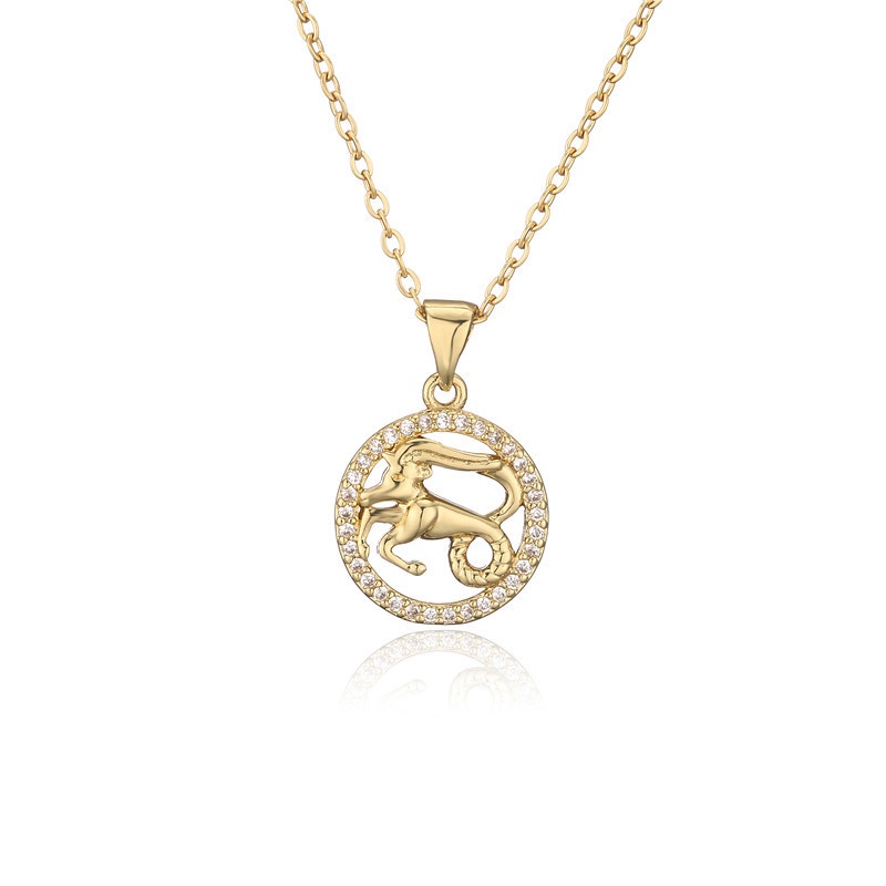 Kalung Rantai Desain 12 Zodiak Aries Libra Scorpio Capricorn Aquarius Untuk Pria Dan Wanita