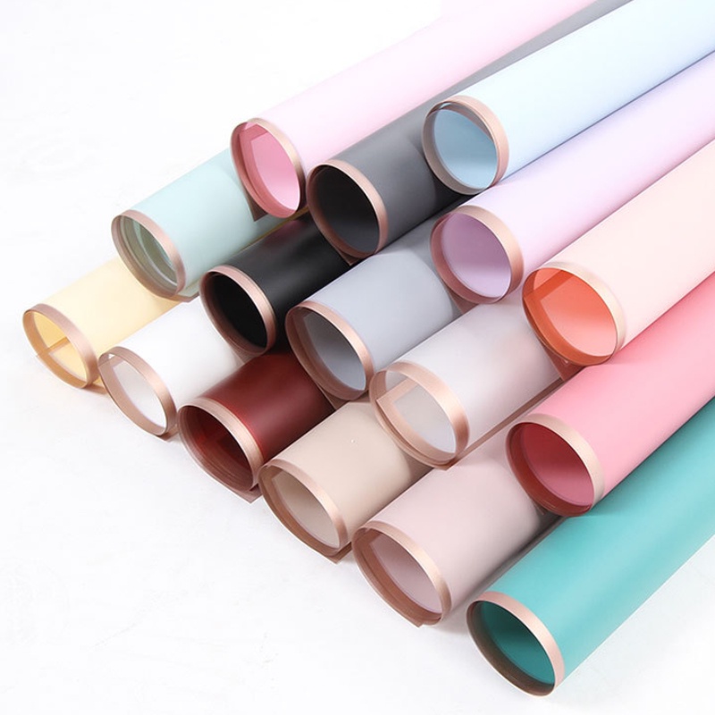 Flower Wrapping Paper Golden Edge Line / Kertas Buket Bunga Cellophane List Gold Premium