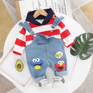 Setelan Kaos  T shirt Lengan Pendek overall Celana Panjang  