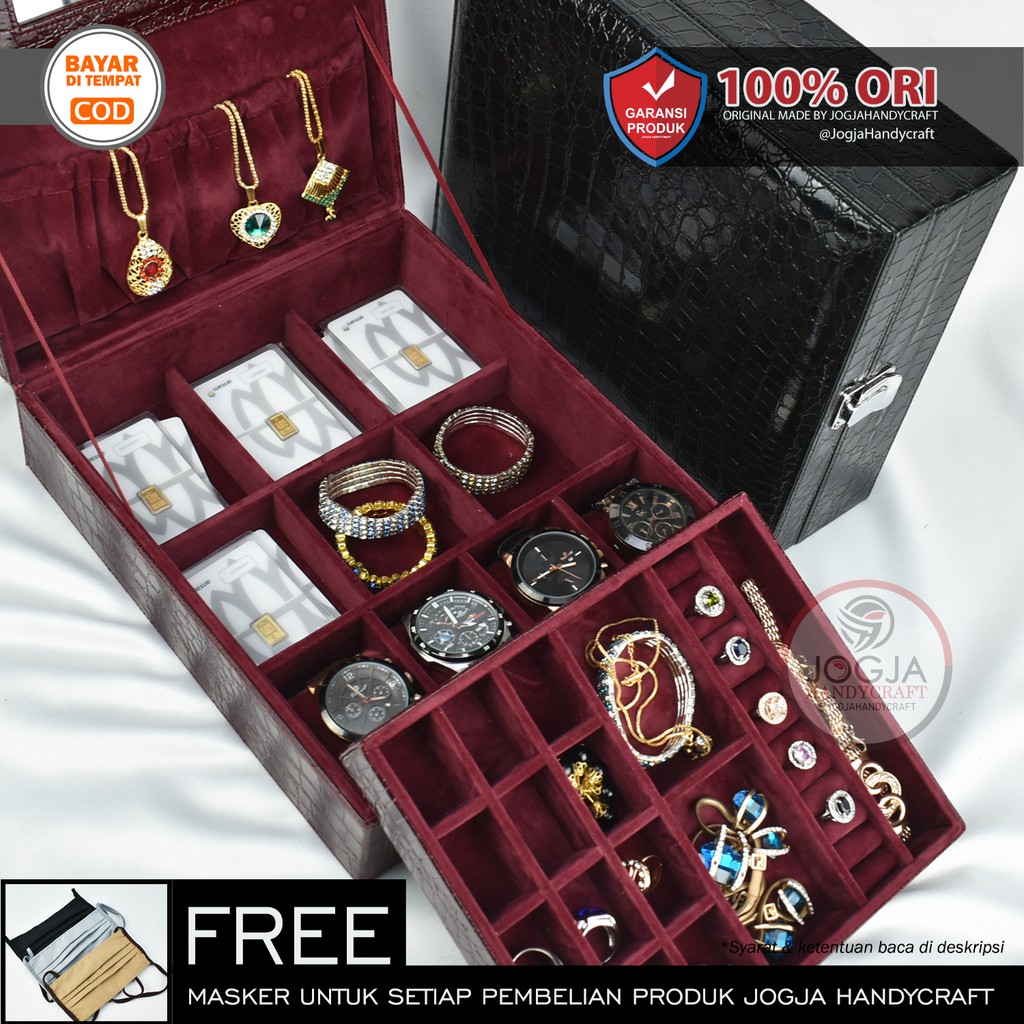 ORIGINAL Premium Jewelry Box Lengkap / Kotak Tempat Perhiasan &amp; Jam Tangan