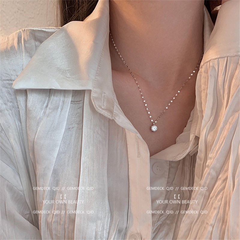 Korean simple jewelry fashion single diamond pendant necklace female clavicle chain new