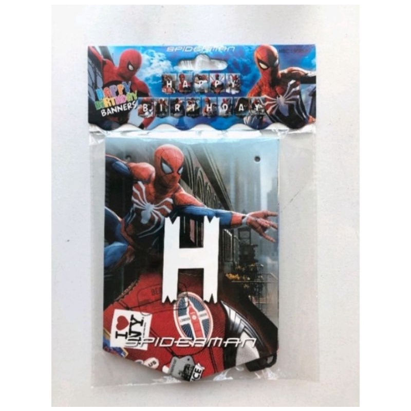 BANNER HAPPY BIRTHDAY SPIDERMAN / RANGKAIAN HBD SPIDERMAN / TULISAN HAPPY BIRTHDAY KARAKTER