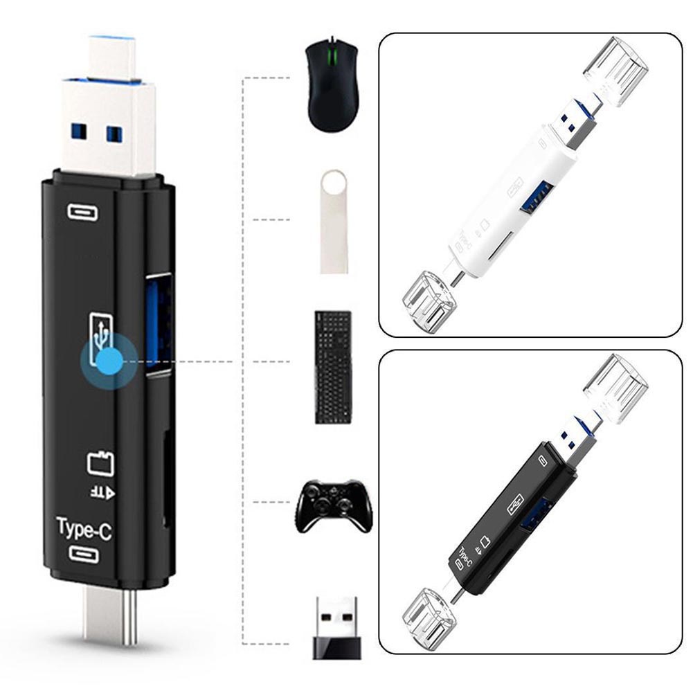5 in 1 Adapter Card Reader Micro USB 3.0 Type-C OTG TF Digital Untuk Keamanan