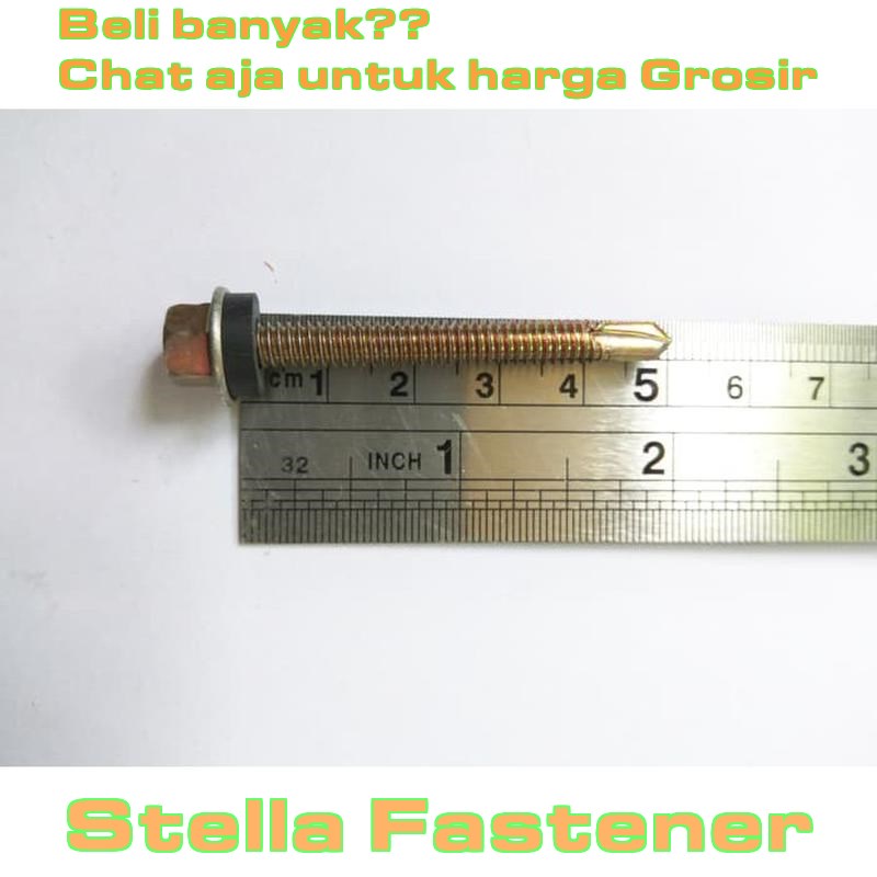 7 pcs Baut Roofing M5 x 50 Baut / skrup / sekrup / roofing halus / ruping Atap   Grosir Baut