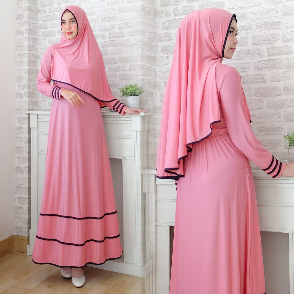 Syfarose gamis syari 1 set 20 warna ( dapat jilbab ) baju muslim / busana Size L & XL-Salem