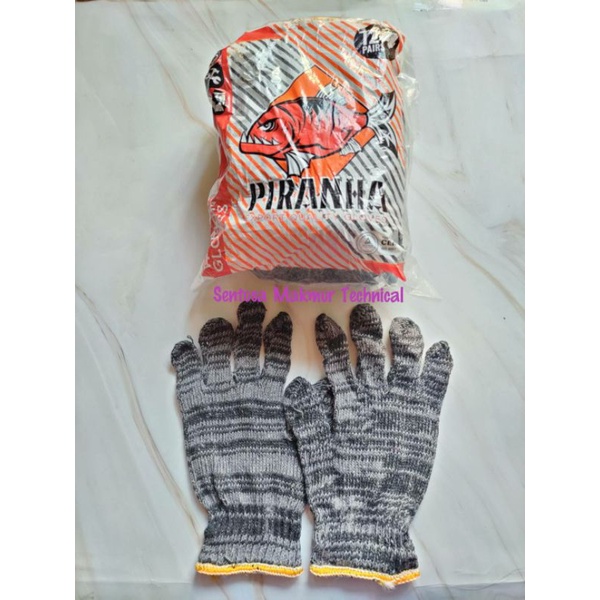 PIRANHA Sarung Tangan Kerja Kaos Abu 4 Benang Working Gloves