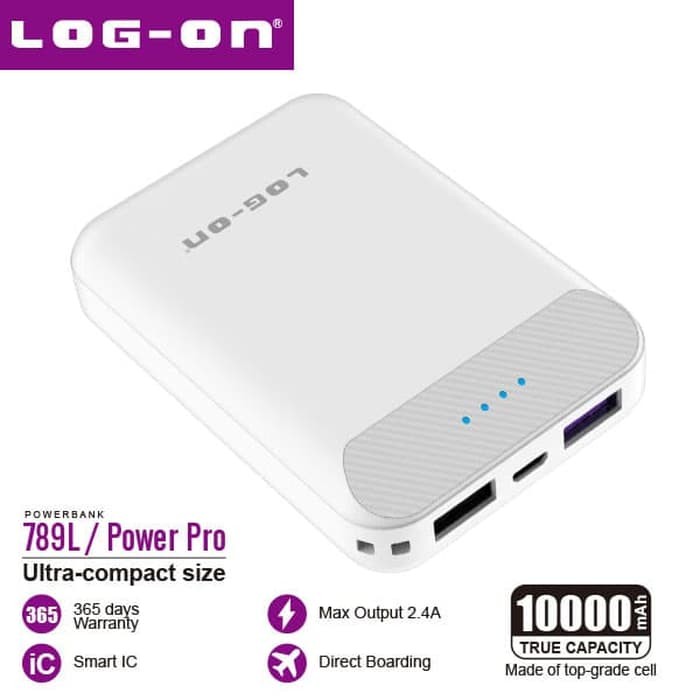 POWERBANK LOG ON PB-789L POWERPRO 1000 MAH 2.4A DUAL USB OUTPUT