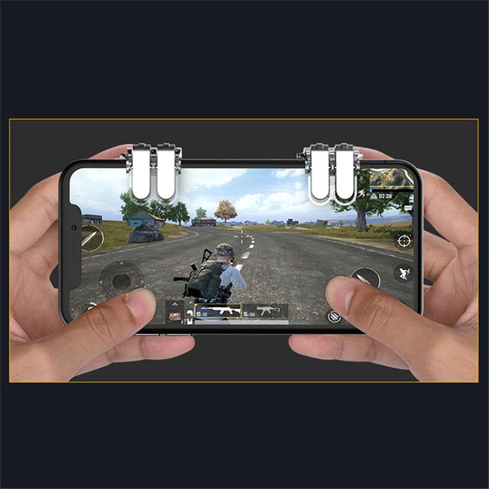 AUGUSTINA Controller Gamepad Untuk Smartphone 1pasang Aksesoris Game Trigger L1R1 Tombol Api Bahan Metal