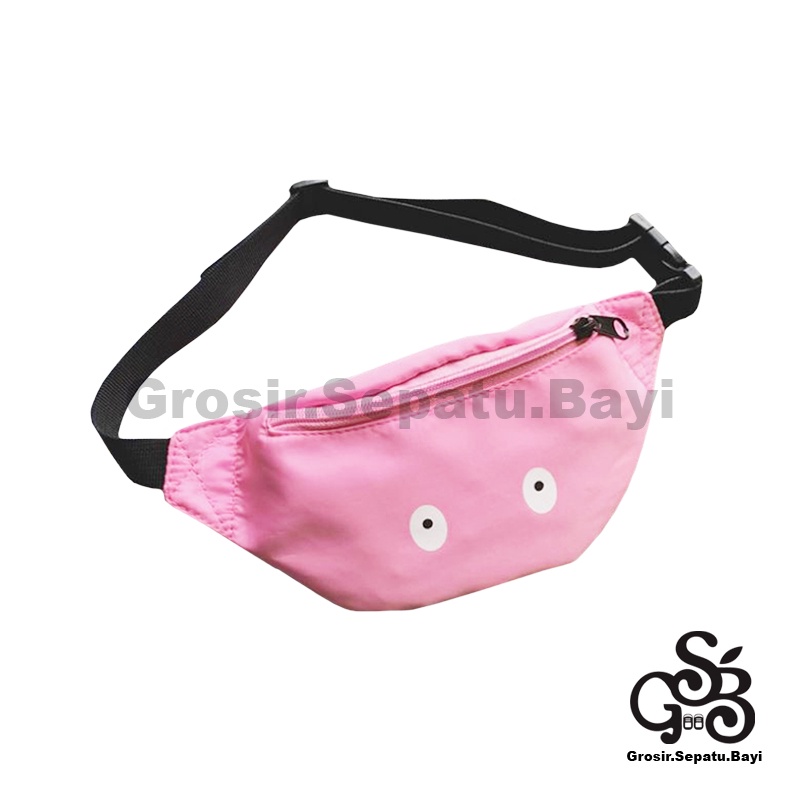 tas anak tas selempang anak waist bag kids kekinian motif polos eyes rolling