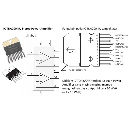 TDA 2004 Genuine ( 20W Stereo IC Amplifier ) 2x10W ST Asli Kualitas Bagus IC TDA2004 TDA2004R TDA-2004