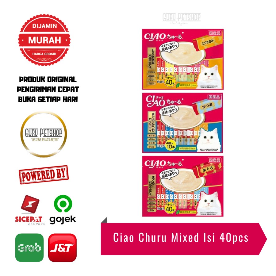 Ciao Churu 40 Mixed Variety Ciao Chu Ru isi 40 Sachet Snack Kucing