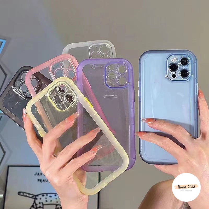 Case Pelindung Lensa Transparan Warna Macaron Fluorescent Untuk IPhone XR Xs Max X 11 12 Pro Max