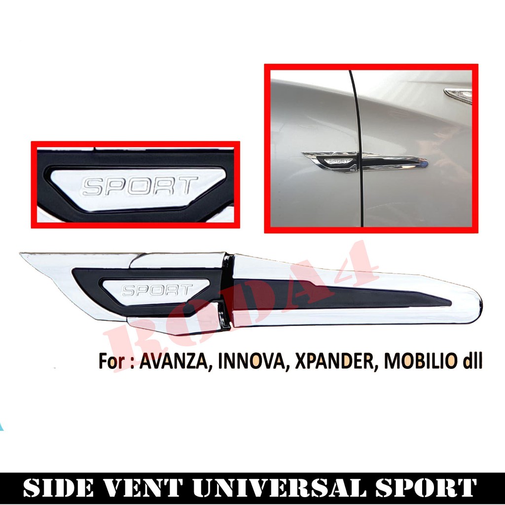 Side Vent Air Flow Universal SPORT Chrome Kombinasi Hitam