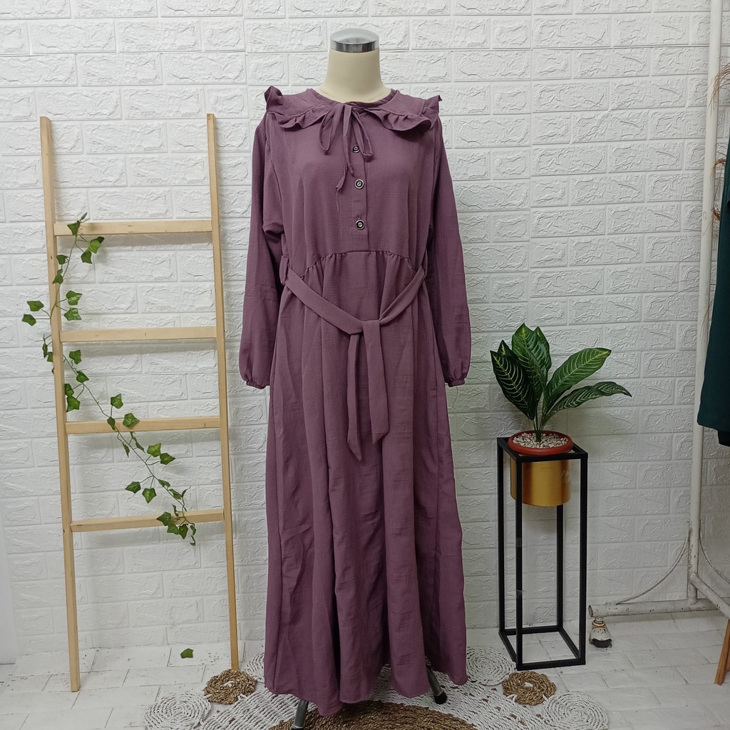 Gamis Terbaru Bahan Crinkle - Dress Dewasa Kekinian - Gamis Wanita Dewasa Bahan Crinkle - Gamis Polos Crinkle Terbaru - Gamis Dress Terbaru Jumbo