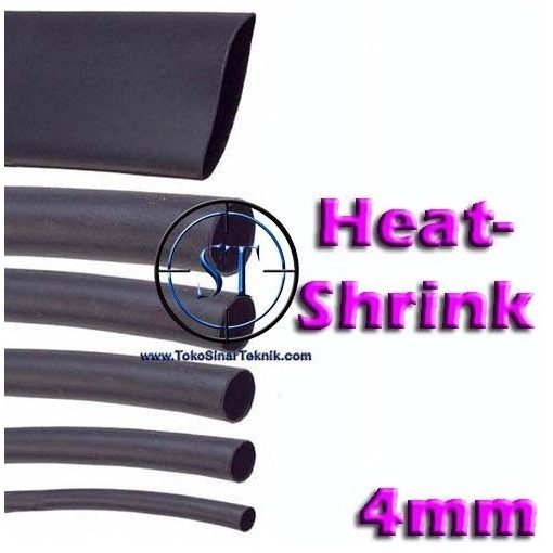 Selongsong Bakar Kabel 4mm Heat Shrink HeatShrink Tube Pelapis Kabel Selang Ciut Pelindung Bakar Panas Cable