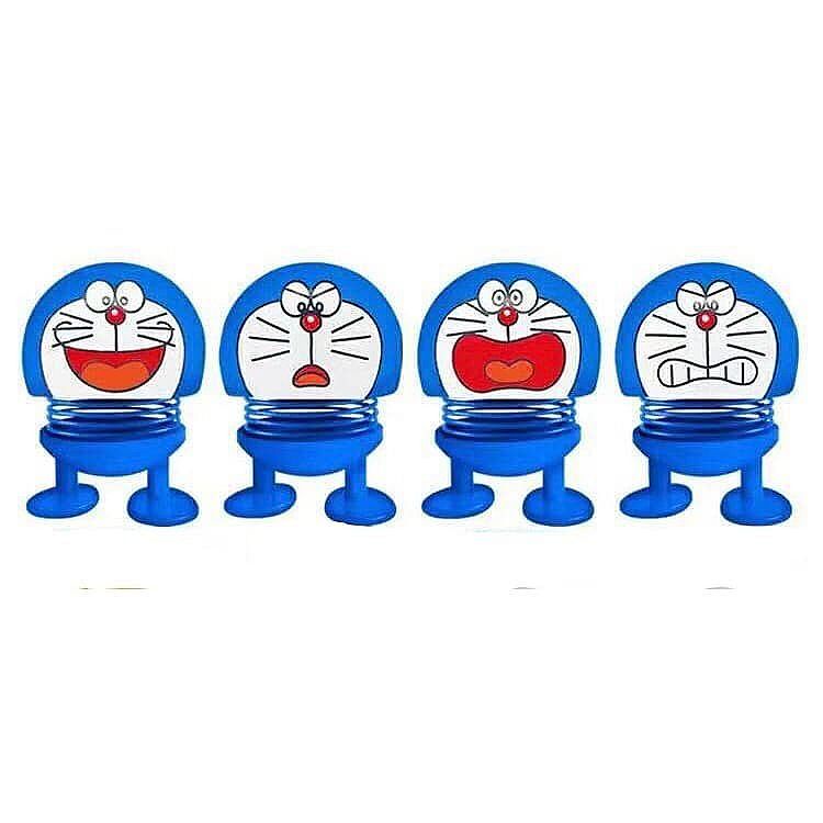 doraemon emoji spring doll mini car mobil 6 pcs gerak lucu pajangan dashboard