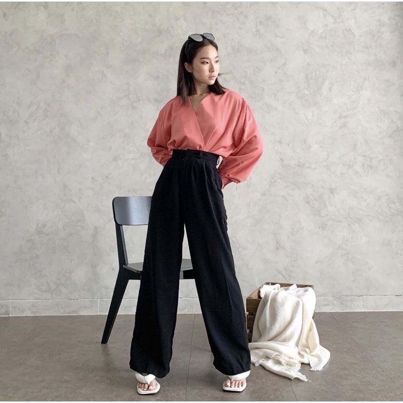 CLARA LONGSLEEVE TOP SATIN BLOUSE KOREA - ATASAN WANITA BAHAN SATIN FIT TO XL - KEMEJA PESTA - ATASAN UNTUK KONDANGAN - HADIAH / KADO ULTAH UNTUK CEWEK