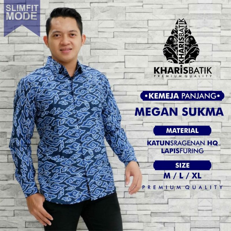 Megan Sukma batik slimfit kemeja batik pria lengan panjang atasan batik by kharis