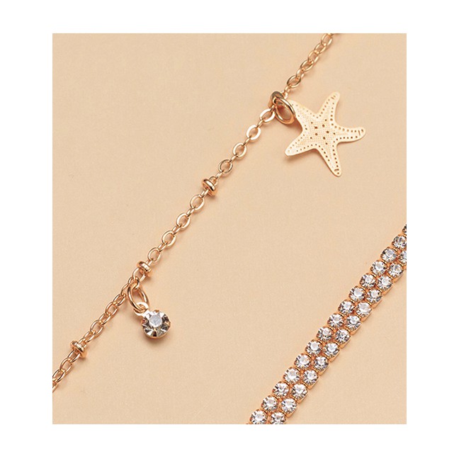 LRC Gelang Kaki Fashion Starfish Studded With Diamond Anklet K24025