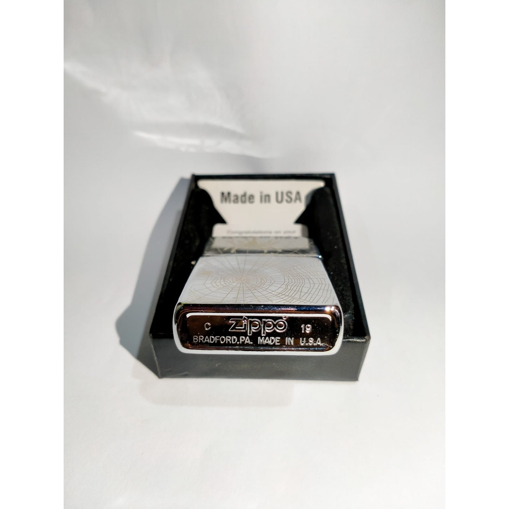 Korek Api Zippo Silver Ice Spider Original / Mancis Unik / Free Box