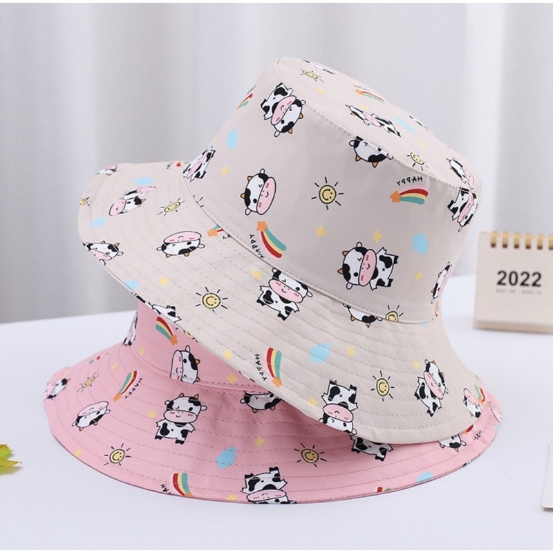 2 3 4 tahun Topi Bucket Nelayan Anak Import Model Sapi Rainbow and Sun