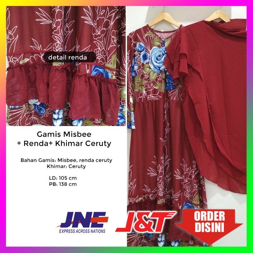 Gamis Misbee Set Khimar Ceruty Mix Renda