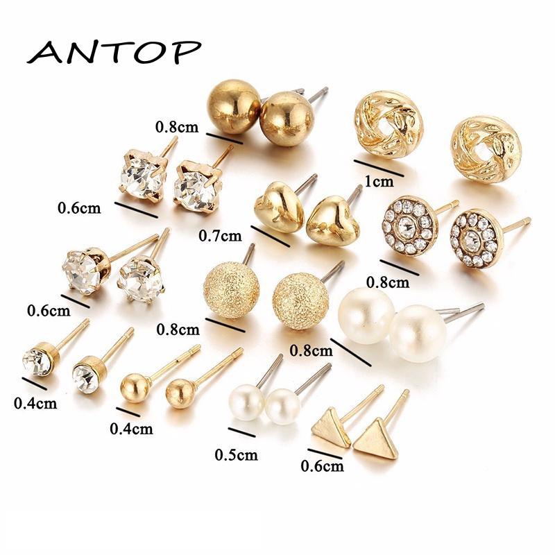 12pcs Anting Wanita Rumbai Mutiara Berlian Liontin Korea Fashion Perhiasan ANTOP