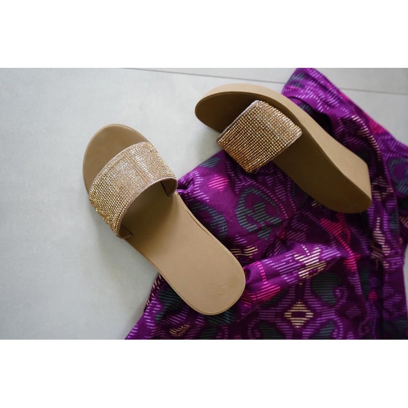 EFRATA WEDGES GLITTER 5cm by JOLINE BAHAN WEDGES POPITS KW-KHAKI