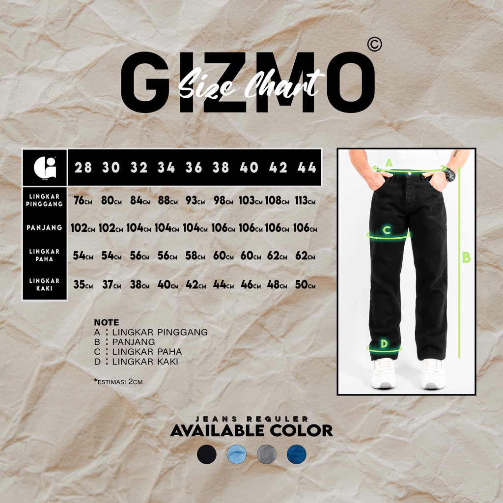 Gizmo Celana Jeans Reguler Black Basic Denim