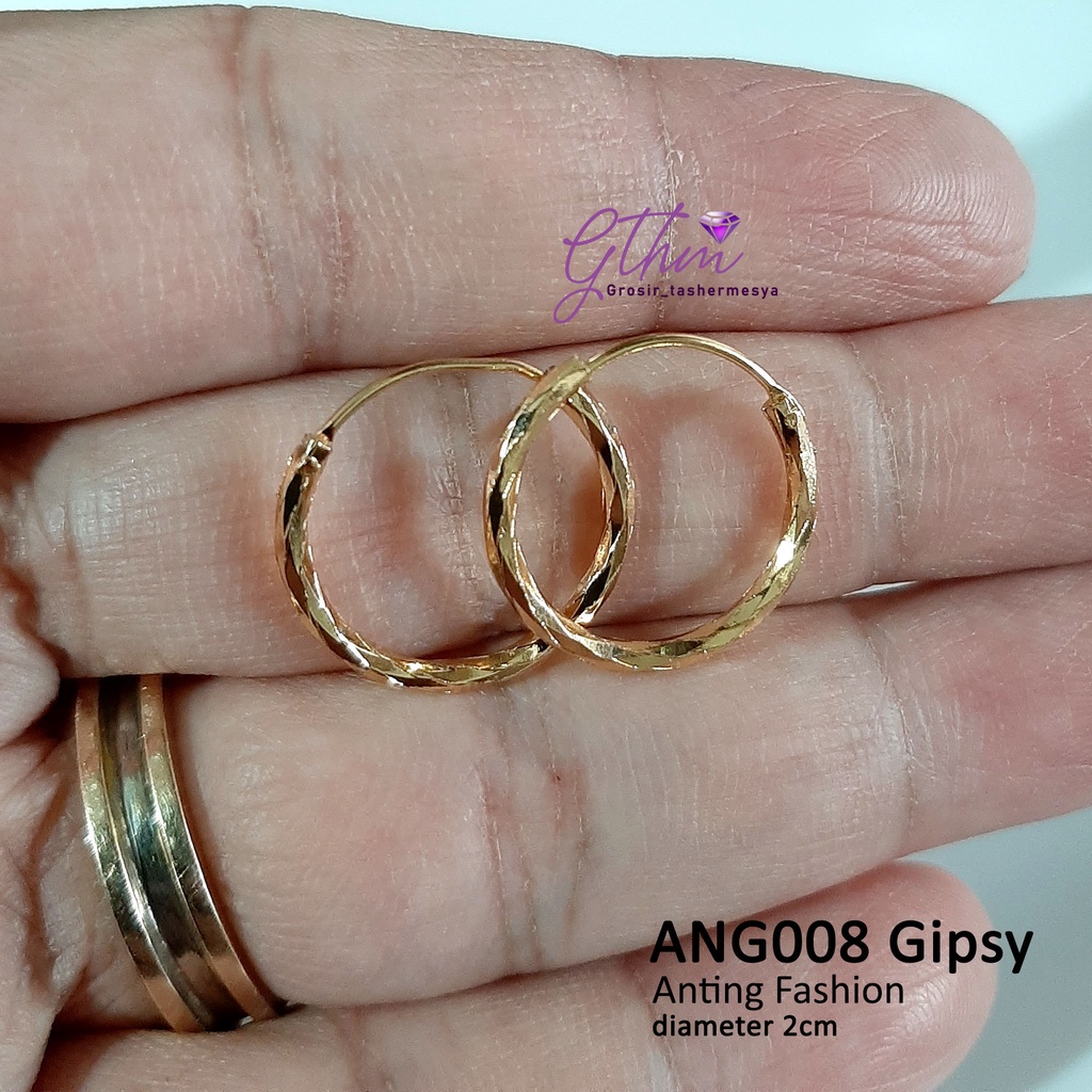 xuping gthm anting gipsy mewah bulat 2cm bisa dipakai harian perhiasan lapis emas 18k anti alergi