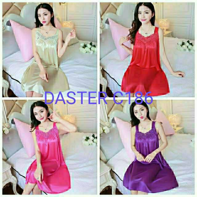 Daster Satin Jumbo Brukat Ukir Bunga C186