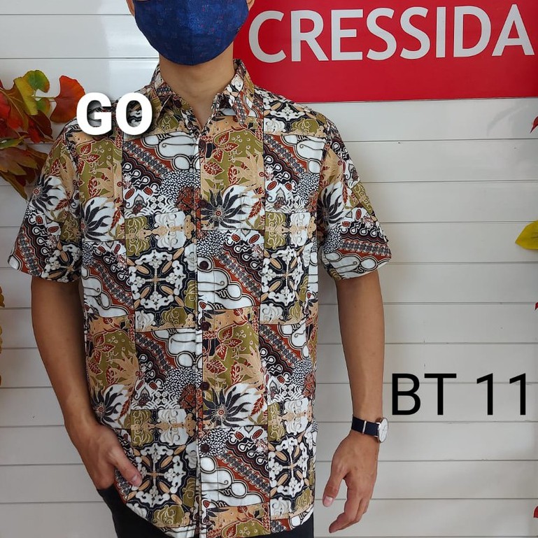 gof CRESSIDA KEMEJA BATIK Pakaian Pria Atasan Kemeja Hem Casual Reguler Original Lengan Pendek Bagus