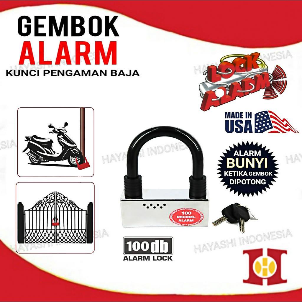 LOCK ALARM Gembok Baja Alarm Anti Maling Pengaman ORIGINAL USA