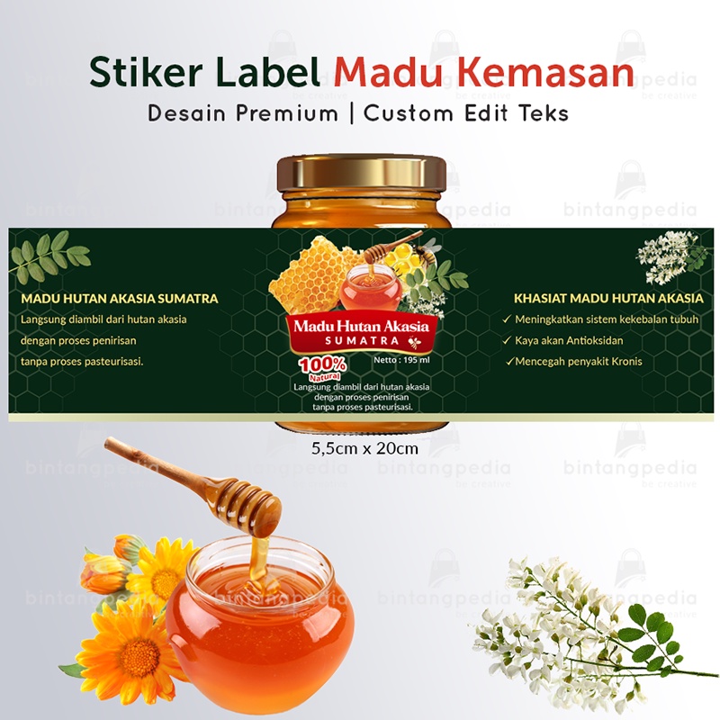 

STIKER KEMASAN MADU 195ML (ISI 9PCS) CUSTOM DESAIN