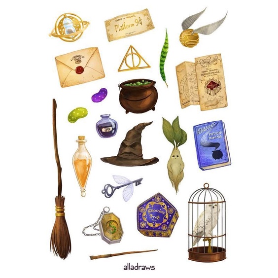 Sticker Aesthetic Harry Potter Series | Sticker Laptop |  Sticker Tumblr HP | Mini Sticker Tumblr | 