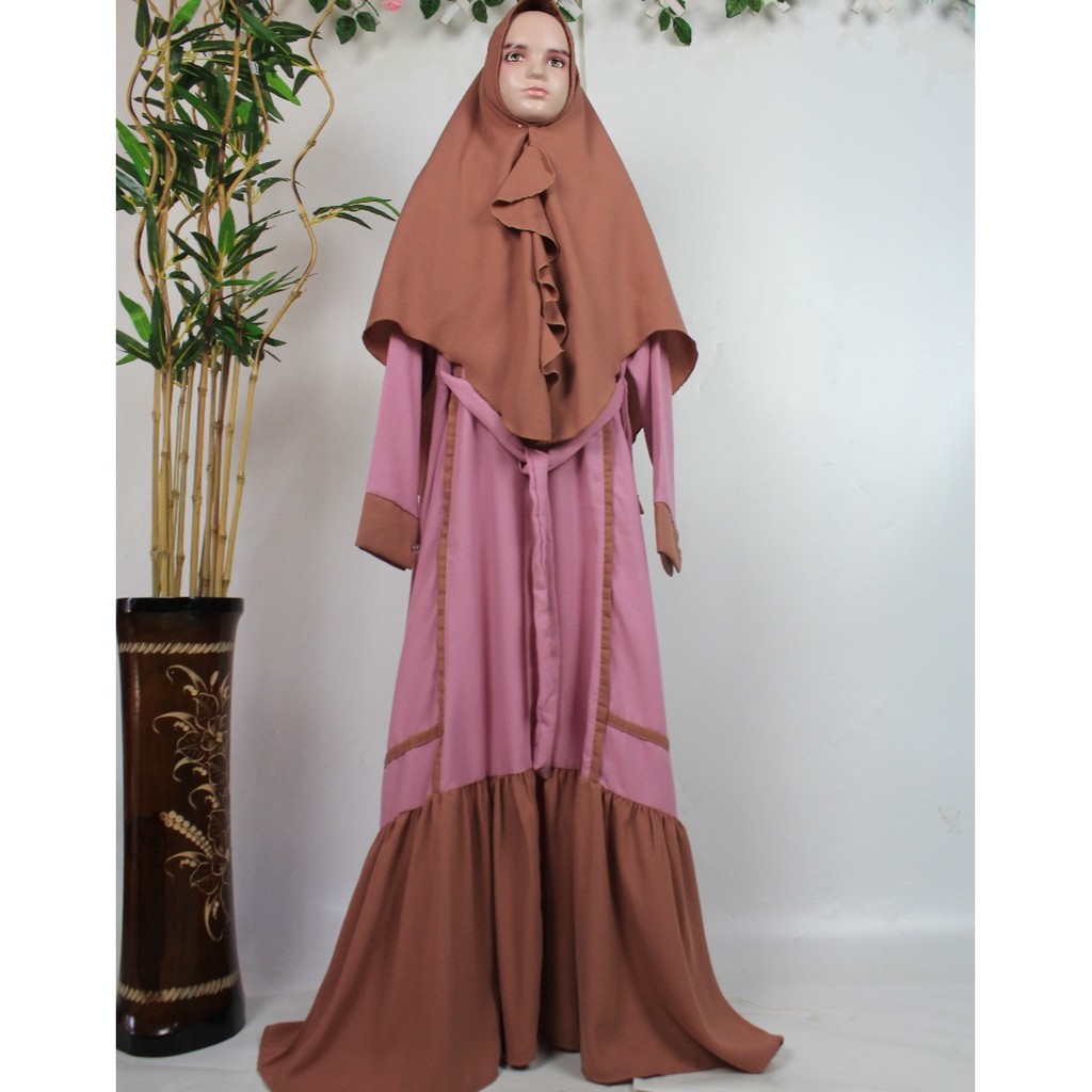 gamis anak tanggung set khimar perempuan wollycrepe afiyah syari