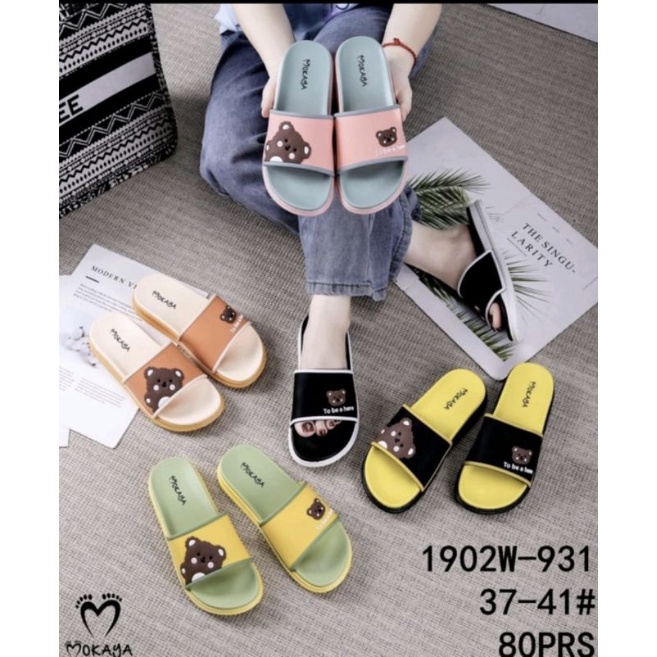 SANDAL SELOP WANITA MOKAYA 1902W-931 BERUANG POLOS KARET