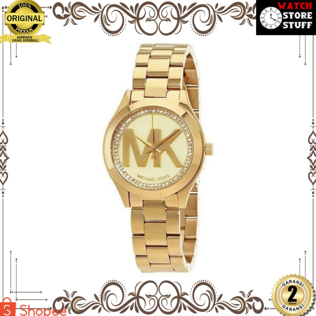 JAM TANGAN PRIA WANITA | RANTAI | KULIT | KARET | MURAH | WANITA MICHAEL KORS MK3477 ALL STEEL GOLD