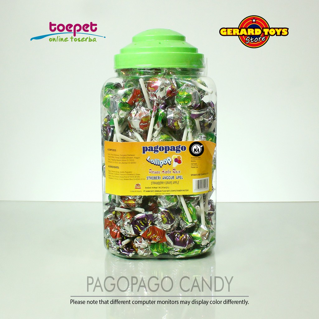 

Permen Buah Lolipop Pagopago Toples isi 100pcs ENAKNYA MANTAP