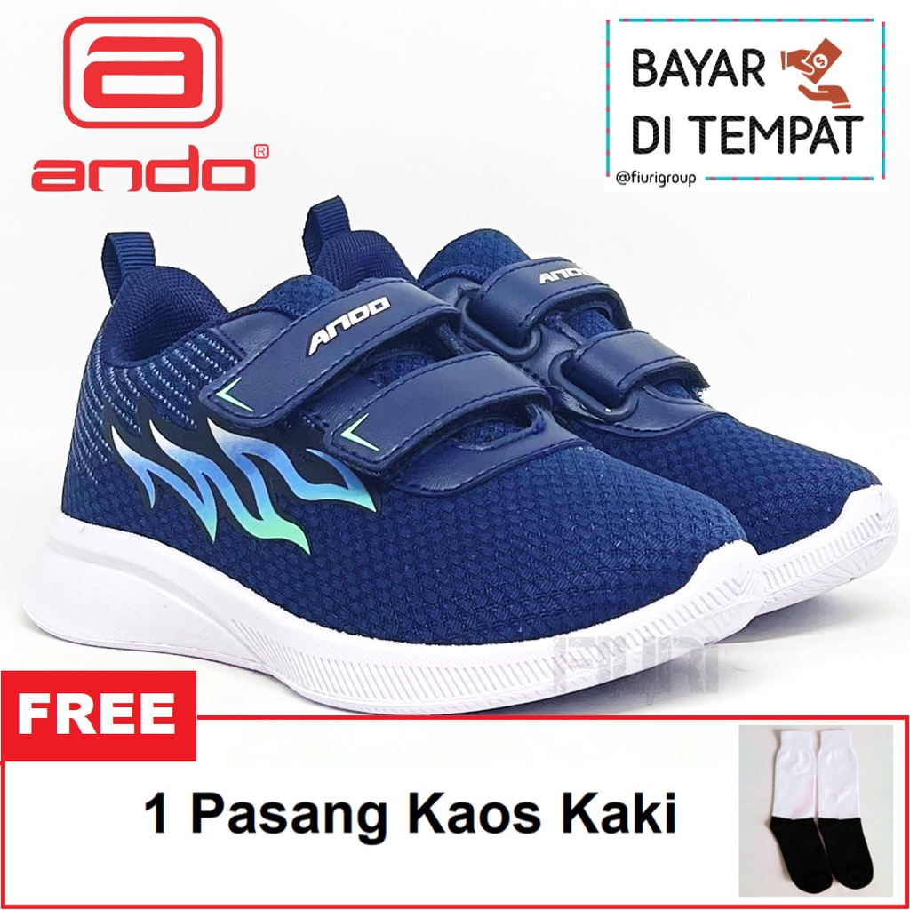 FIURI - ANDO ORIGINAL -  ERA X PEREKAT 29-32 NAVY - SEPATU SNEAKERS KANVAS SOL KARET ANAK KECIL LAKI-LAKI - SEPATU KETS LUCU FASHION TRENDY - SEPATU SEKOLAH PAUD TK SD KRETEKAN PEREKAT CEWEK COWOK MURAH PROMO DISKON BONUS KAOS KAKI
