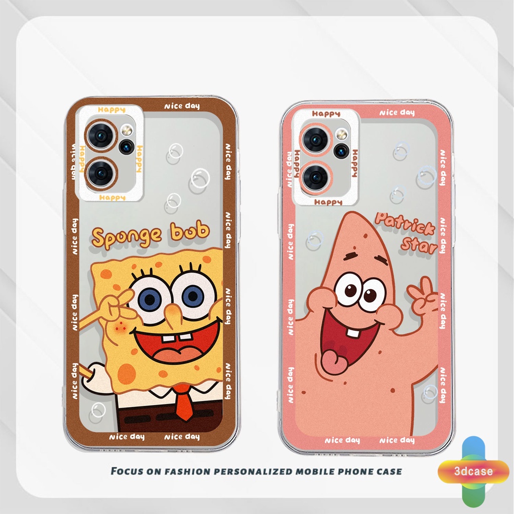 Case OPPO A57 A55 A7 A5 A9 A31 A53 A33 2020 A15 A54 A5S A3S A76 A96 A16 A95 A12 A1K A16E A16K A54S Reno 7 5 4 6 8 5F 5K 4F 4 5 06 Lite A74 A15S A52 A11K A92 A35 A11 A93 A32 A72 A94 A53S F19 F17 21 PRO A16S A77 A57S A57E Cartoon SpongeBob Transparent Case