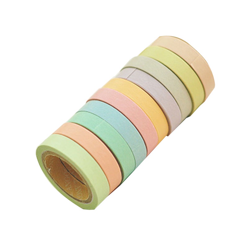 10 Rol Tape / Selotip Washi Warna Pelangi