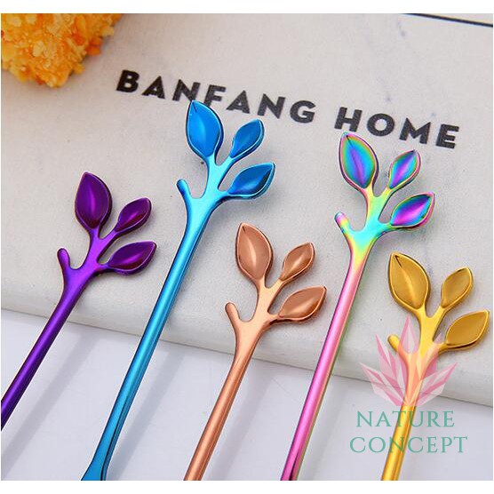 Stainless Steel Unique Leaf Coffee Spoon Fork Children Spoon Gift Spoon Sendok Garpu Anak unik