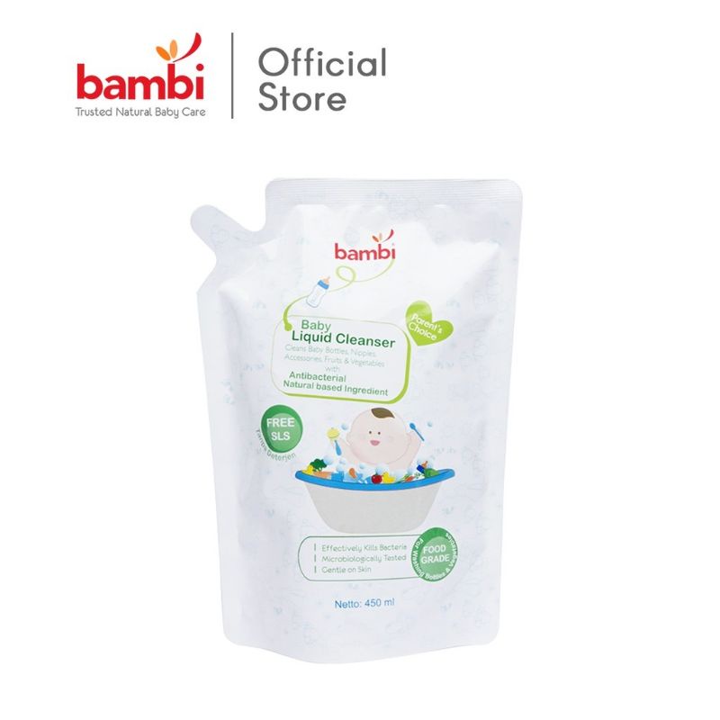 Bambi Baby Liquid Cleanser 450ml / Bambi Sabun Cuci Botol Bayi &amp; Alat Makan
