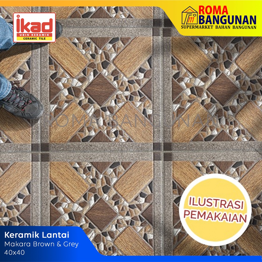 Ikad Keramik Lantai / Keramik Motif Batu Alam Makara Brown/Makara Grey 40x40