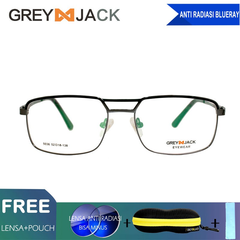 

Grey Jack 5036 Frame Kacamata Titanium Metal Fashion Free Lensa anti radiasi Blue Ray