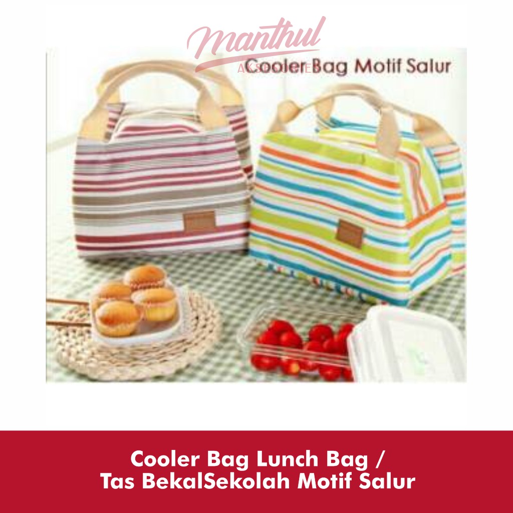 Cooler Bag Lunch Bag / Tas BekalSekolah Motif Salur