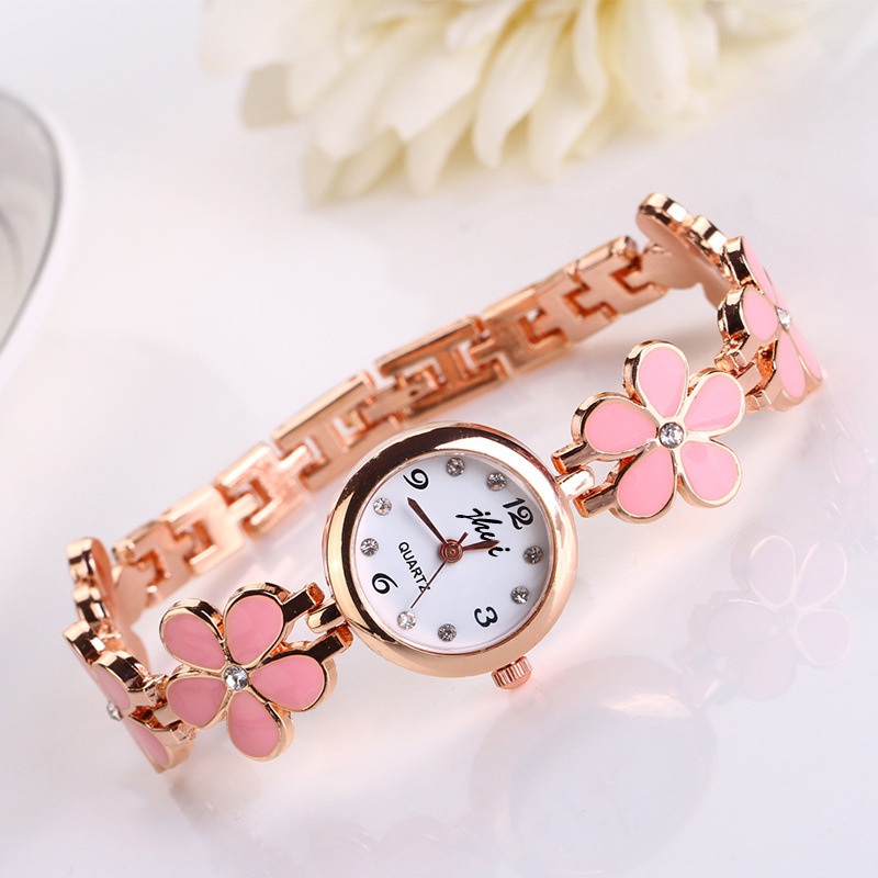 Jam Tangan Wanita Bunga Kecil Gaya Korea Fashion Trendy / Jam Tangan Gelang Wanita Bunga Kecil