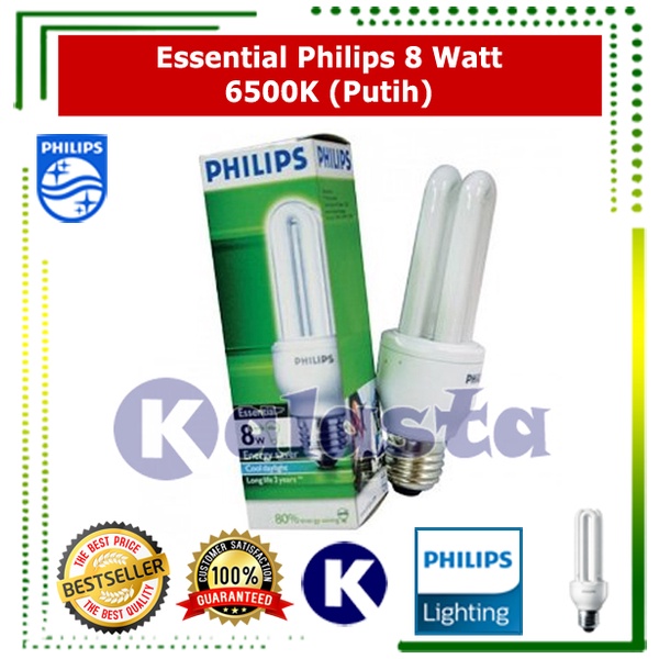 (Gratis Bubble) Promo Lampu Philips Essential 8w putih (8watt, 8 watt)