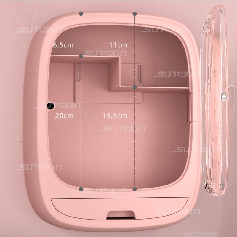SHENAR , TEMPAT MAKE UP /RAK GANTUNG KOSMETIK OVAL / KOTAK MAKE UP KAMAR MANDI/RAK TEMPEL ORGANIZER